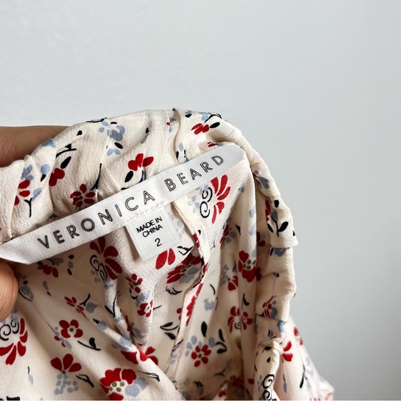 Veronica Beard Howell Blouse White Multi Floral Silk Bohemian Breathable Light - Picture 7 of 10